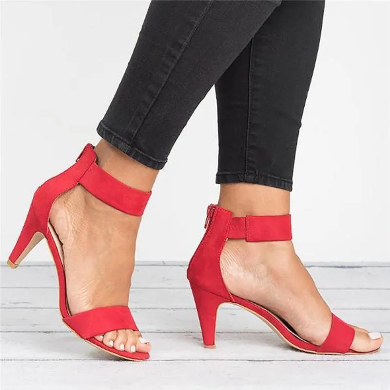 Chicvane Strappy Dress Sandals Zipper Clossure High Heels