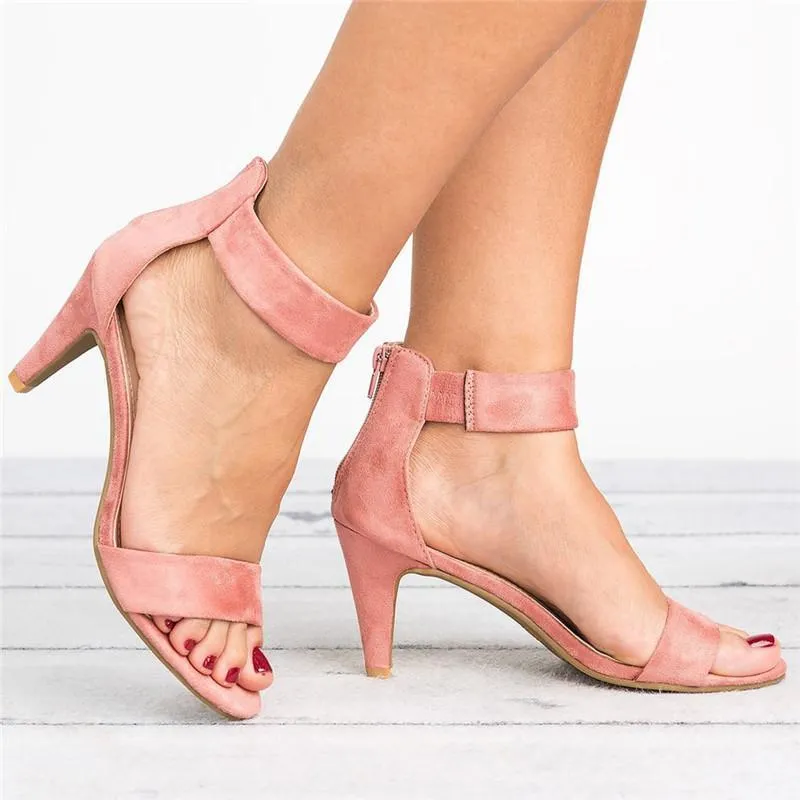Chicvane Strappy Dress Sandals Zipper Clossure High Heels