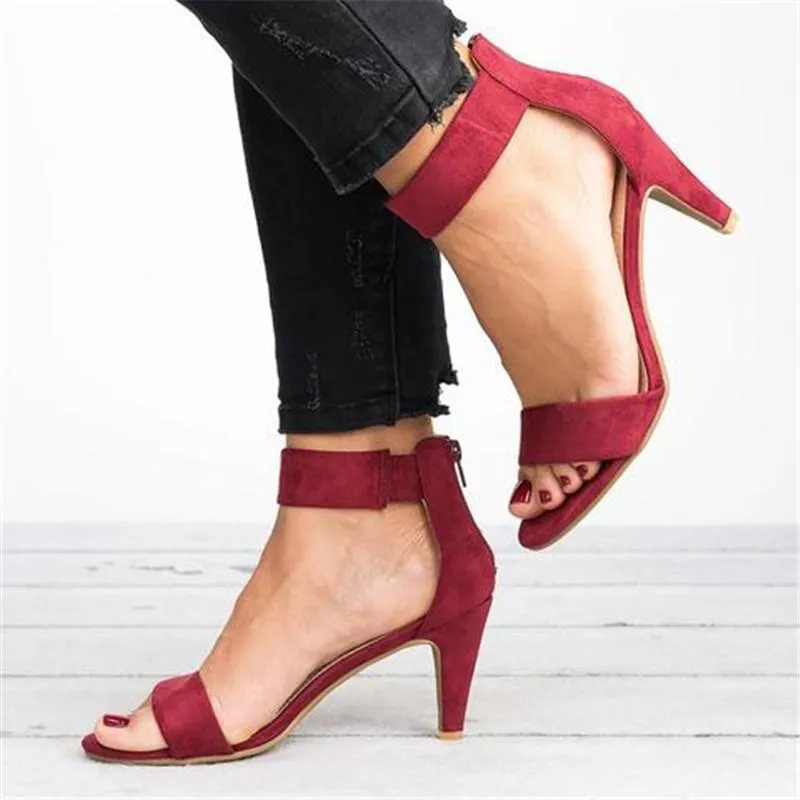 Chicvane Strappy Dress Sandals Zipper Clossure High Heels