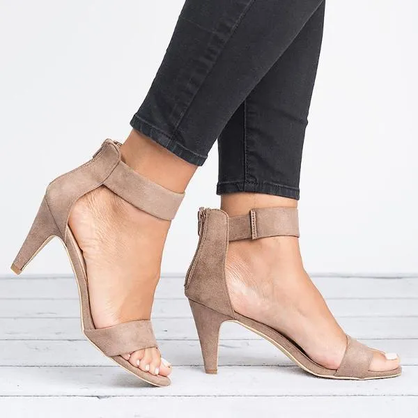 Chicvane Strappy Dress Sandals Zipper Clossure High Heels