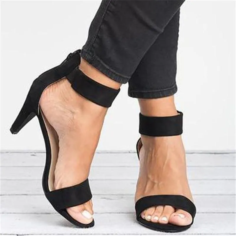 Chicvane Strappy Dress Sandals Zipper Clossure High Heels