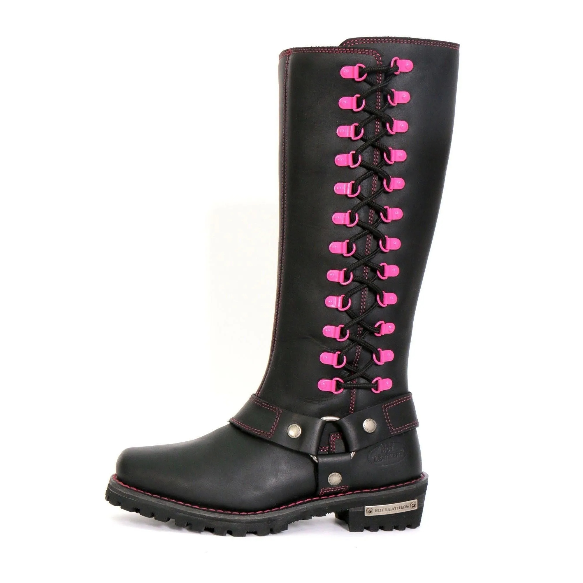 Hot Leathers Women's 14" Knee High Harness Boots With Side Zipper