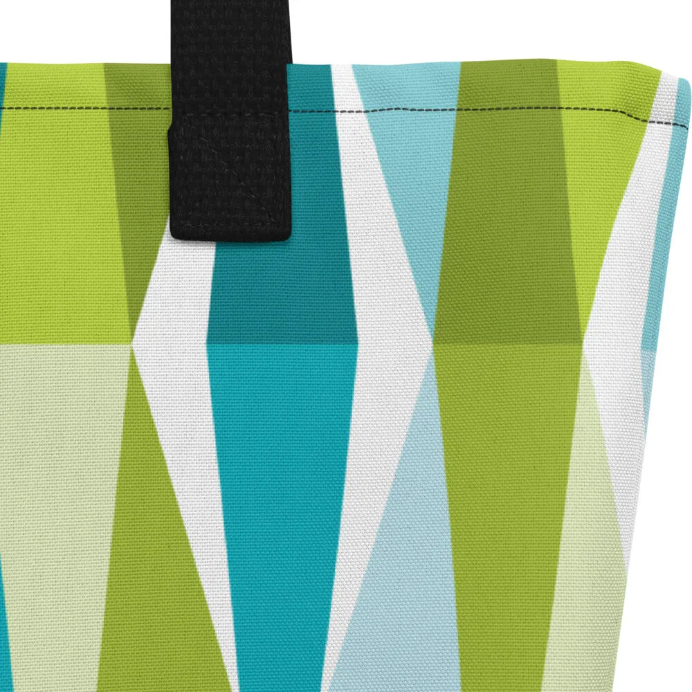 Mid Century Modern Aqua Green LozAnges Beach Bag