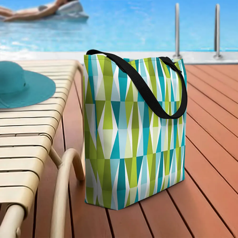 Mid Century Modern Aqua Green LozAnges Beach Bag