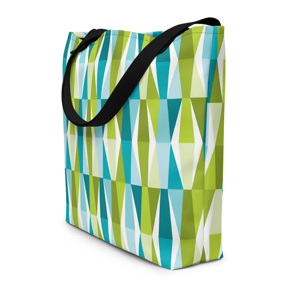 Mid Century Modern Aqua Green LozAnges Beach Bag
