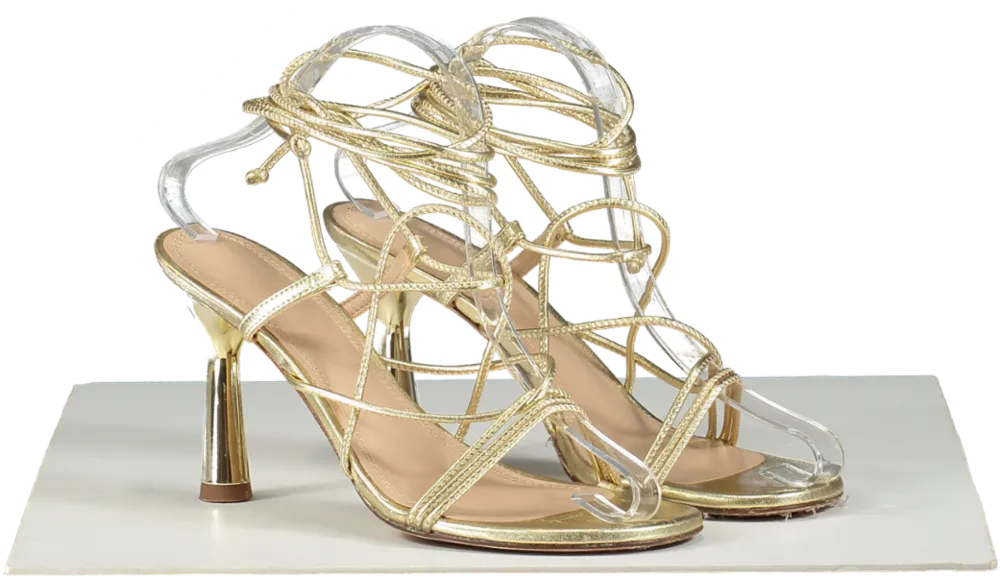 Russell & Bromley Metallic Gold Strappy Heeled Sandals UK 5 EU 38 👠