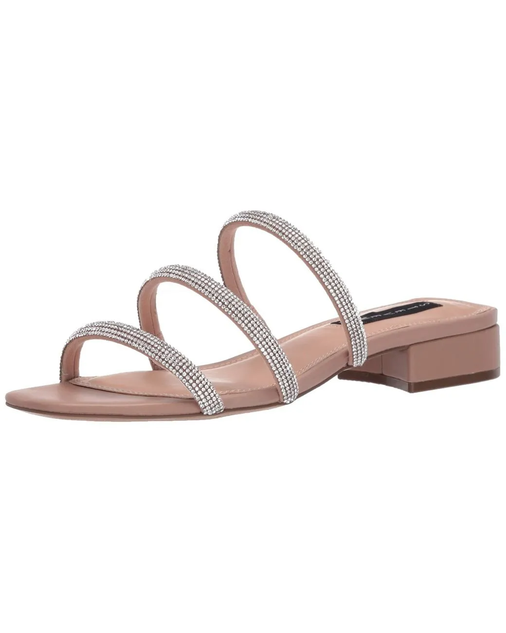 Steve Madden Womens HADES-R Slip On Pointed toe Flat Slide Sandals RHINESTONE