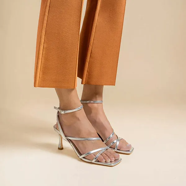 Venice Silver | Heeled Strappy Sandal