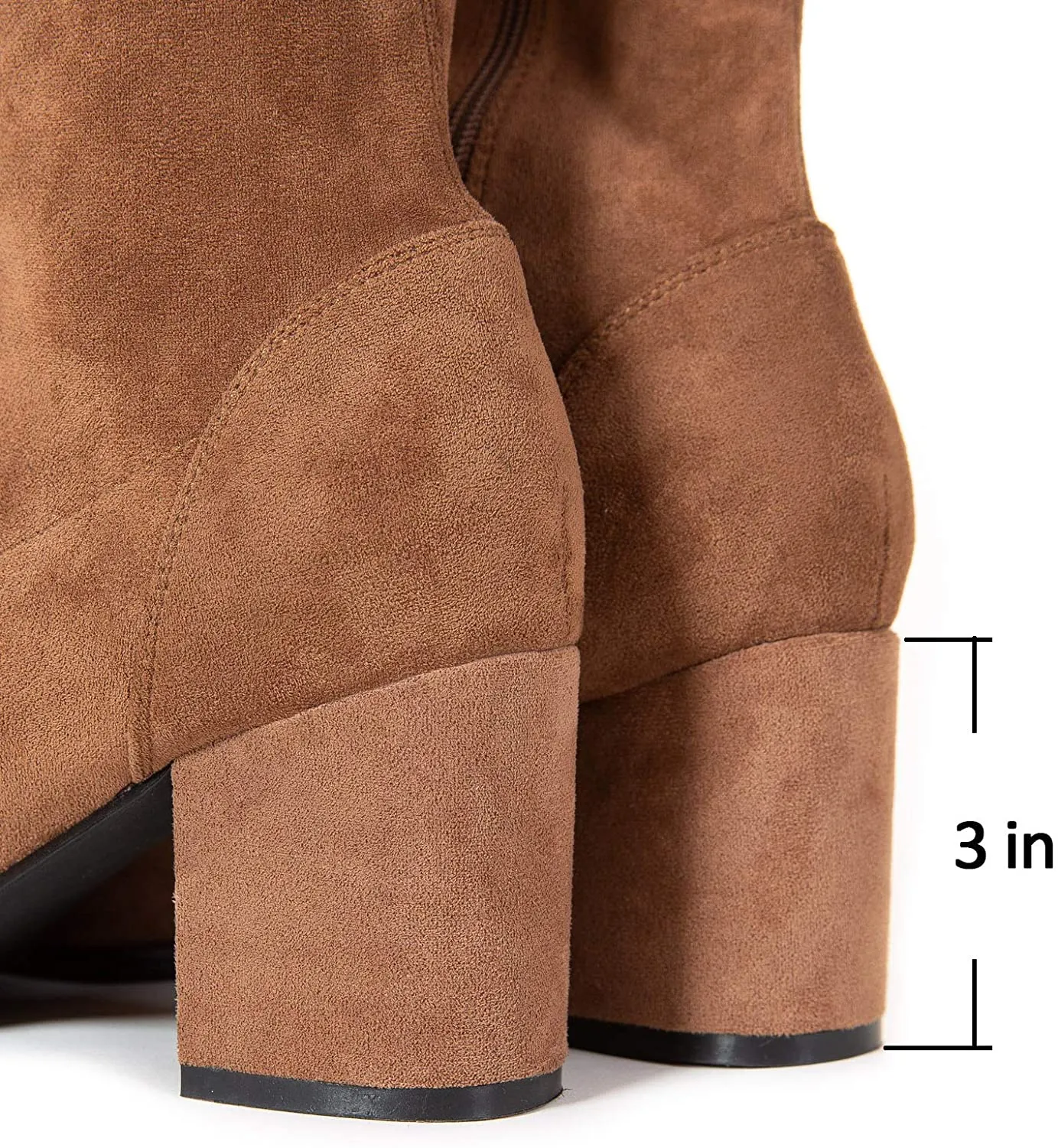 Winter Red Suede Over Knee Chunky Heel Boots